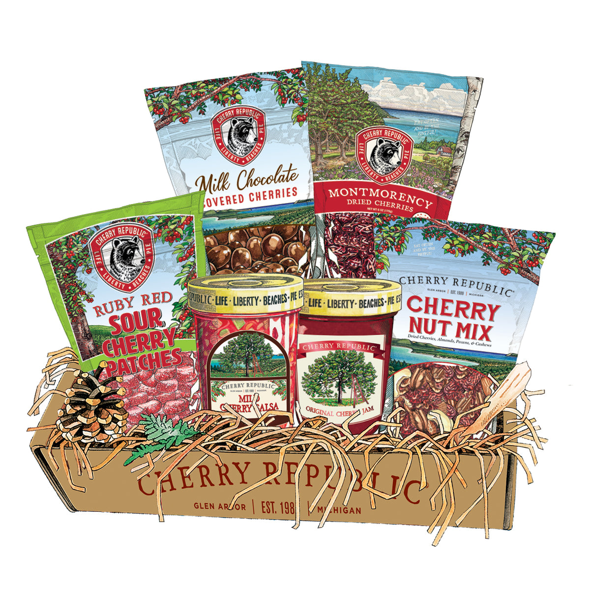 MA CHERIEセット Little Six Gift Box of Tart Cherry Snacks | Cherry Republic