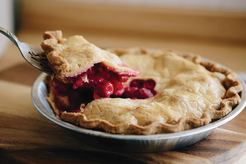 Close-up of a homemade cherry pie