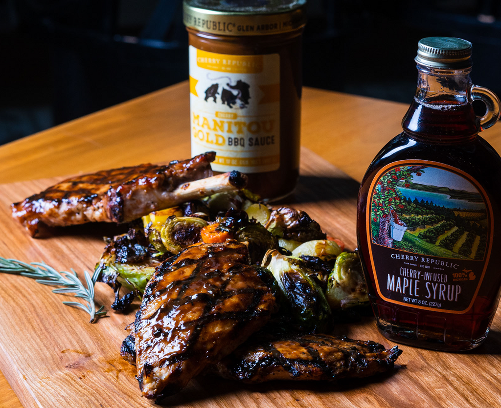 Manitou Pork Chops & Roasted Brussels Sprouts
