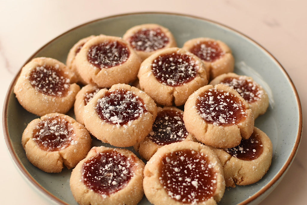 Cherry Jam Thumbprint Cookies