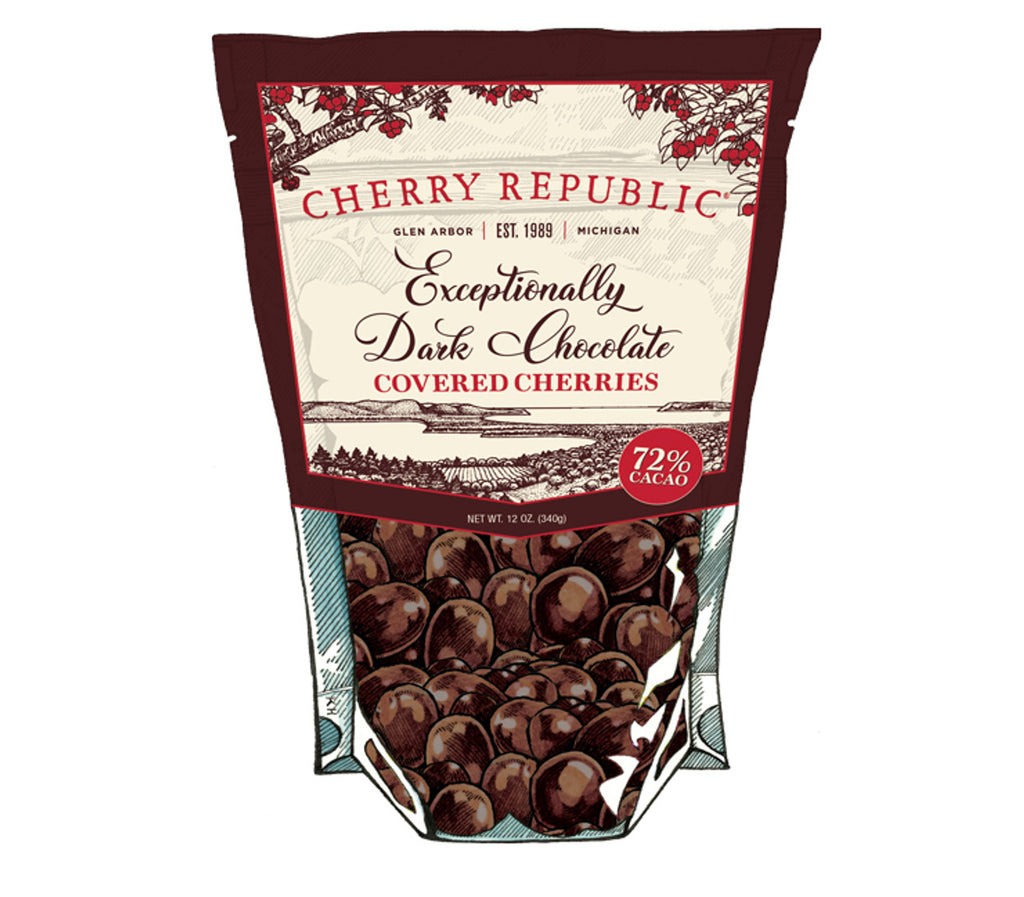 A pack of Cherry Republic dark chocolate covered cherries