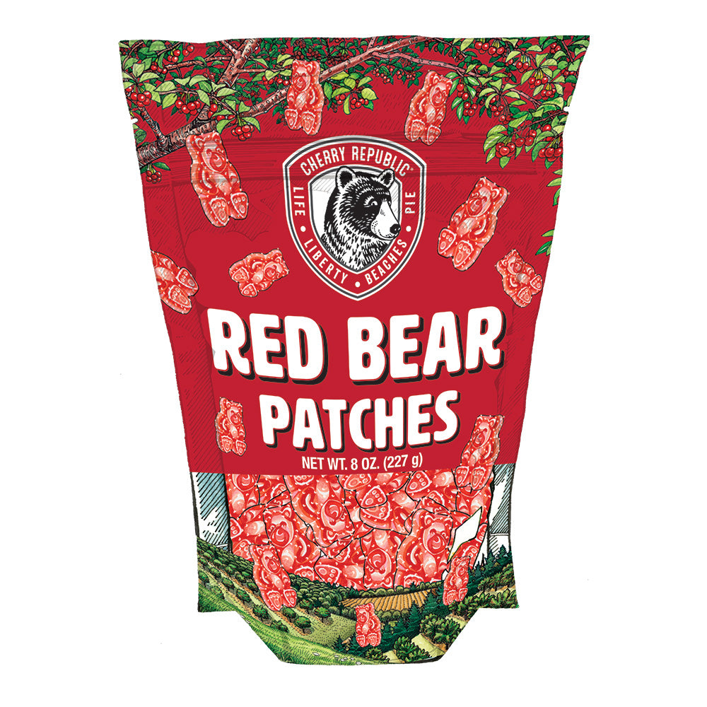 A pack of Cherry Republic red bear patches