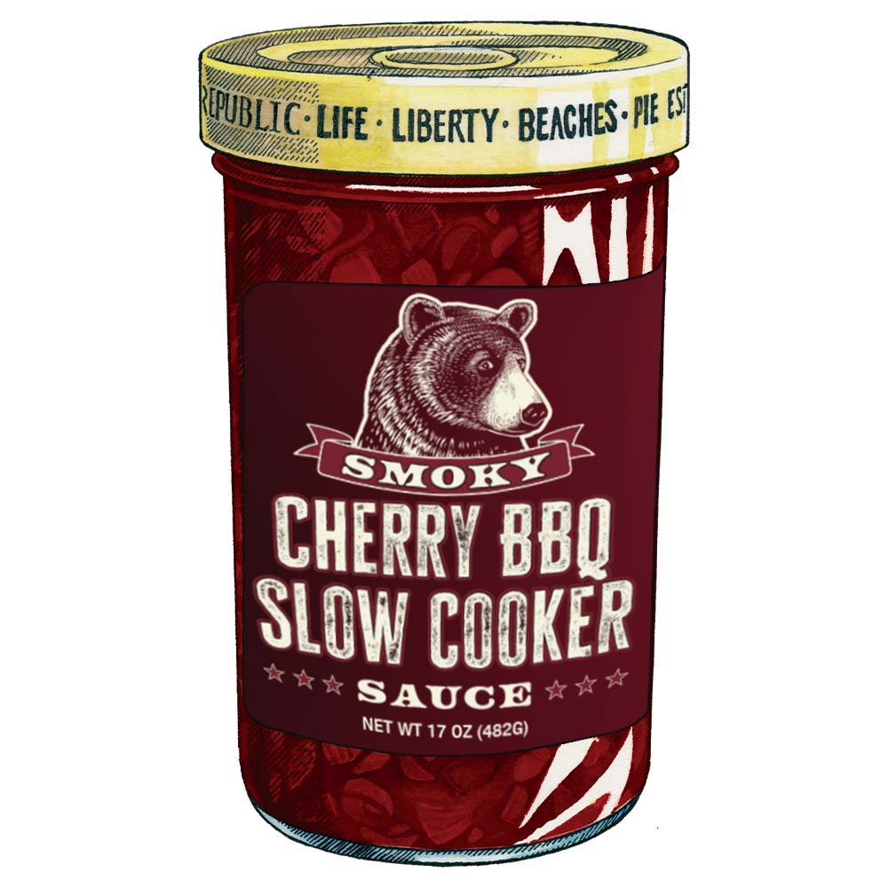 A jar of Cherry Republic cherry bbq slow cooker sauce