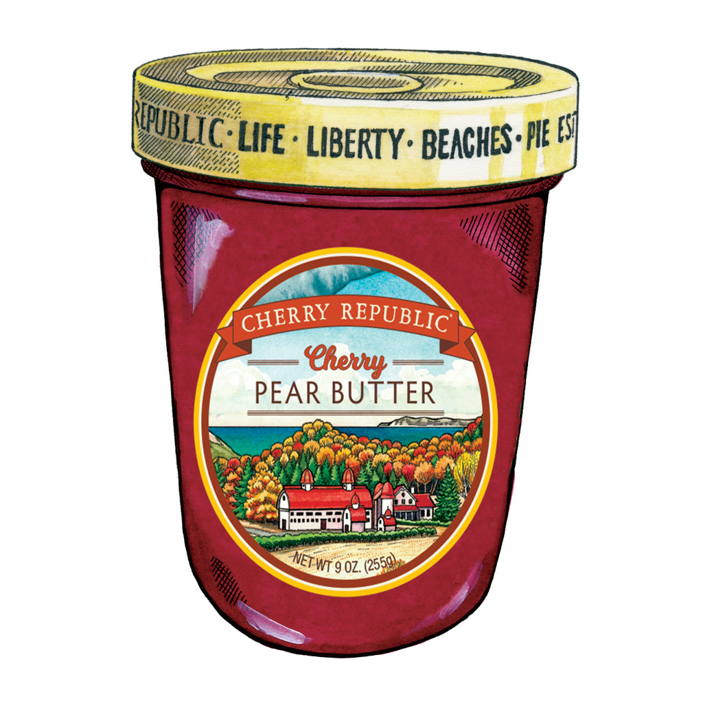 A jar of Cherry Republic cherry pear butter 